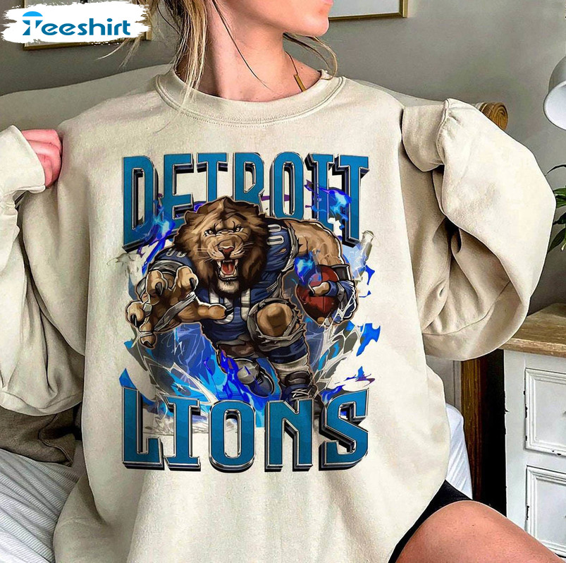 New Rare Detroit Lions Shirt, Trendy Lions Football Crewneck Long Sleeve