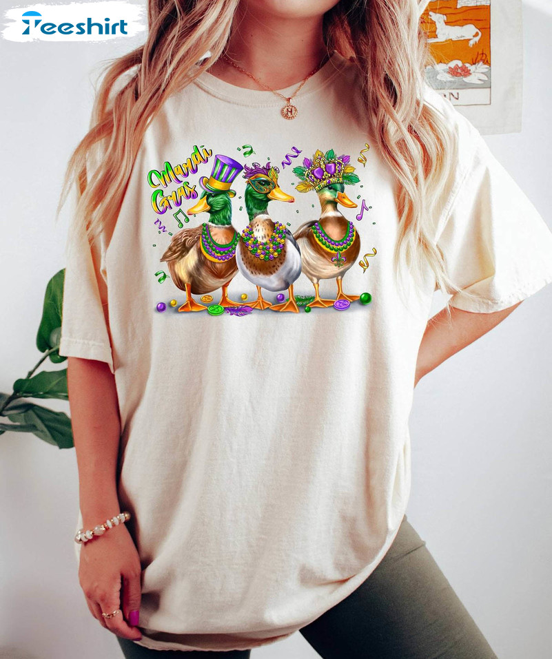 Fantastic Duck Lover Sweatshirt , Modern Duck Mardi Gras Shirt Unisex Hoodie