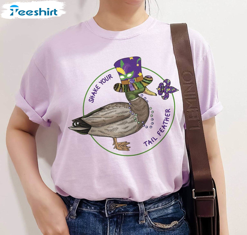 Shake Your Tail Feather Mardi Gras T Shirt, Creative Duck Mardi Gras Shirt Tank Top