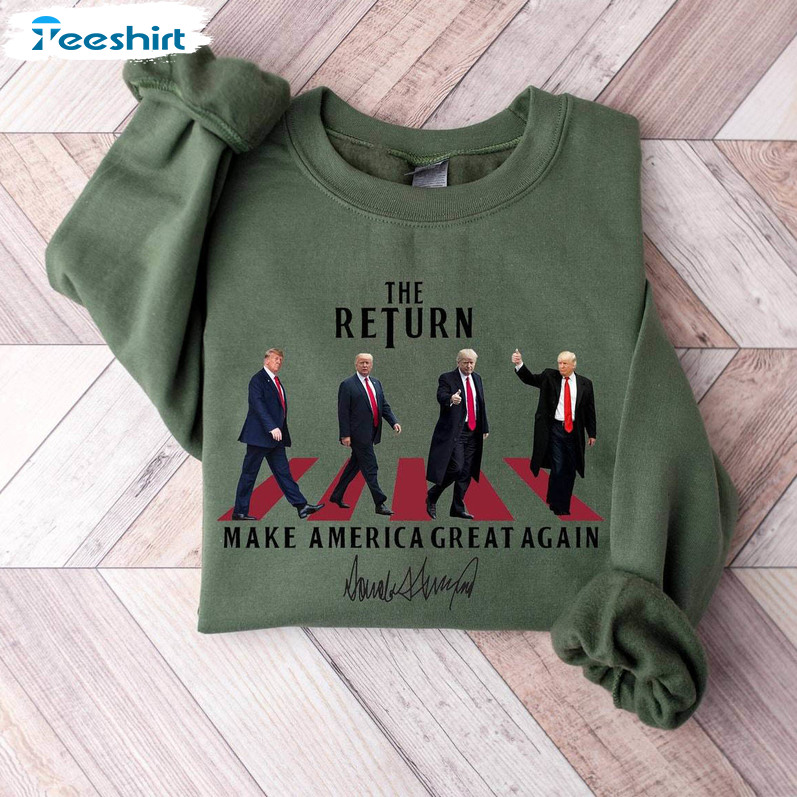 New Rare Trump Varsity Shirt, The Return Make America Great Short Sleeve Tee Tops