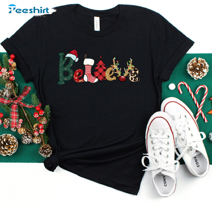 Christmas Believe Shirt - Christmas Holiday Matching Crewneck Tank Top For Family