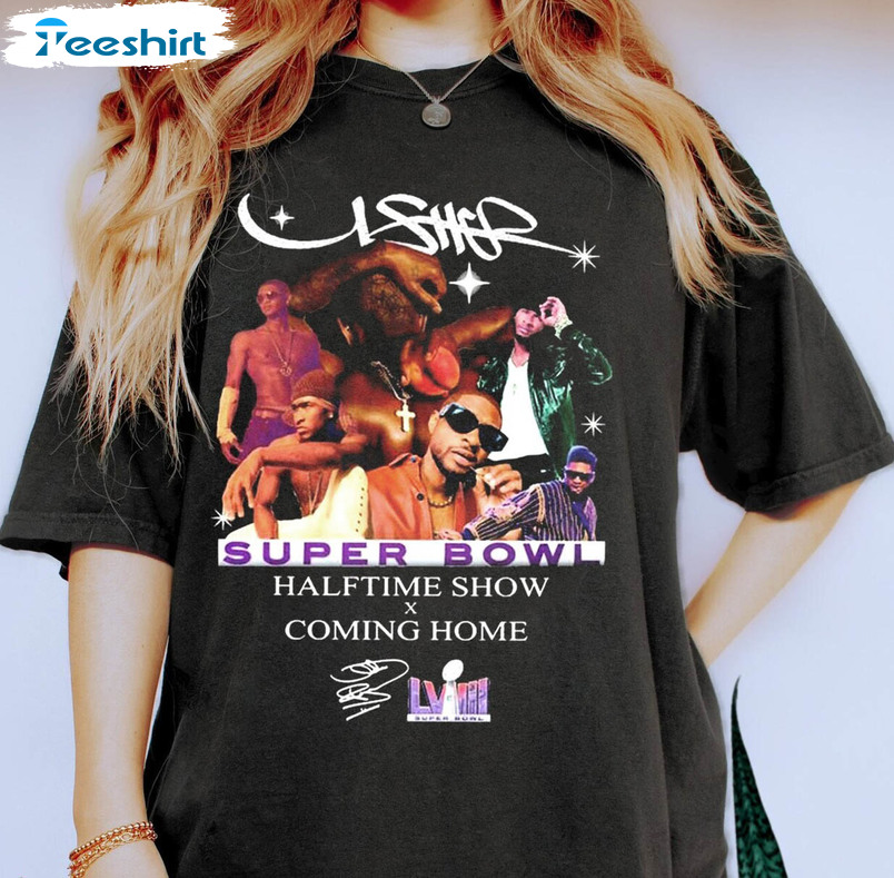 Usher Supper Bowl Halftime Show Coming Home T Shirt, Retro Usher Superbowl Shirt Hoodie