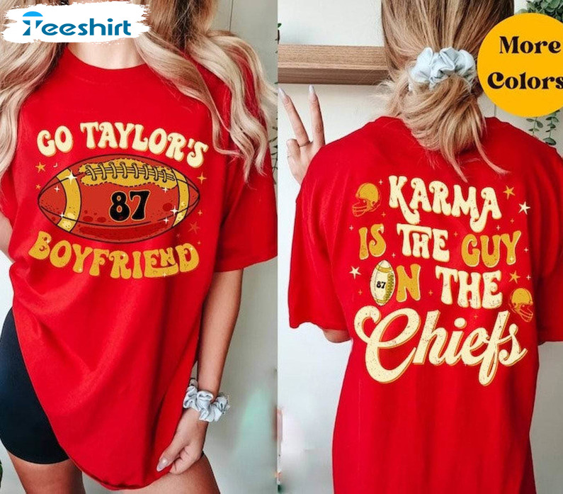 Cool Design Karma Is The Guy On The Chiefs Shirt, Must Have Chiefs Era Crewneck Short Sleeve