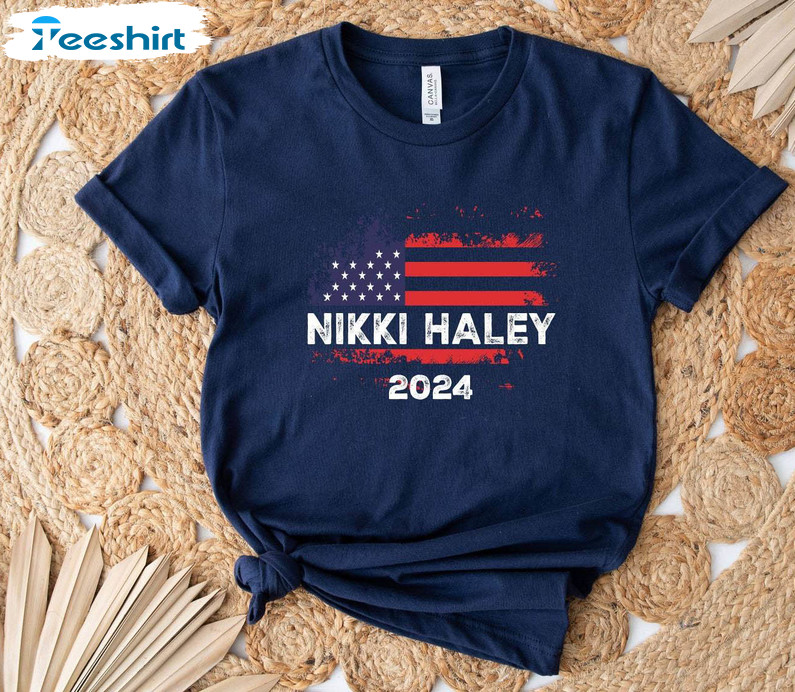 Unique Nikki Haley 2024 Shirt, Cool Design Flag Tank Top Short Sleeve