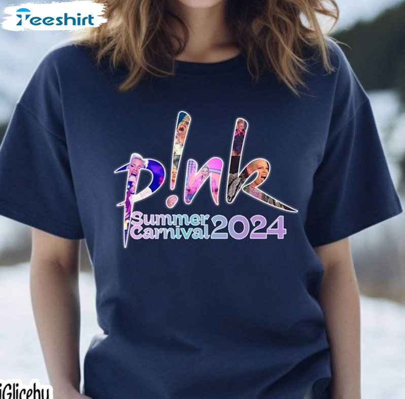 Trendy Pink Summer Carnival Shirt, Funny Pink Singer 2024 Tour Short Sleeve Crewneck