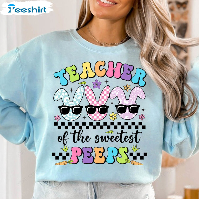 Limited Teaching My Favorite Peeps Shirt, Teacher Easter Day Sweatshirt Crewneck