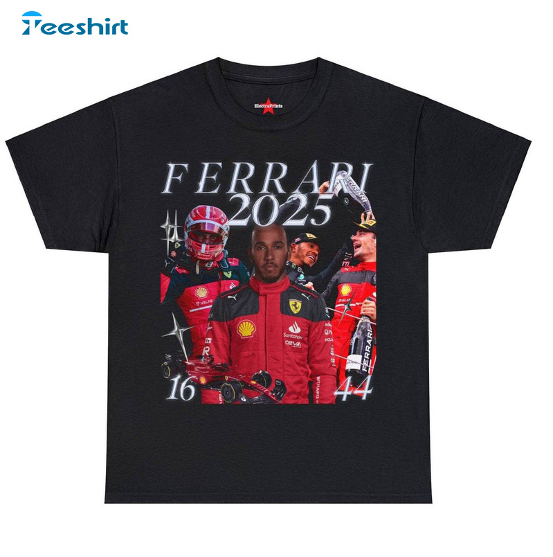 Trendy Ferrari 2025 Unisex Hoodie, Funny Lewis Hamilton 44 Shirt Long Sleeve