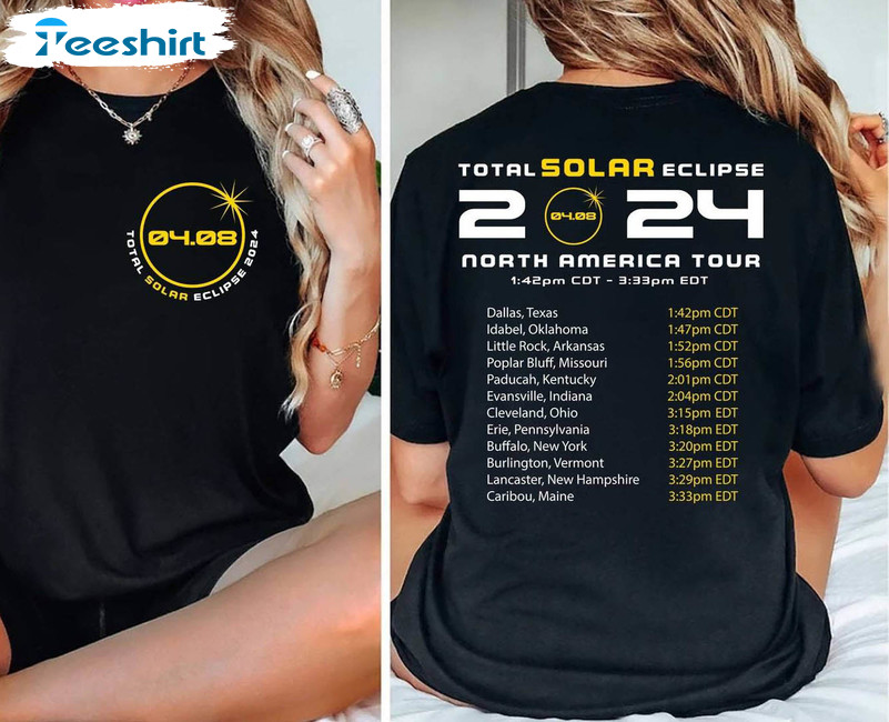 Total Solar Eclipse April 8th 2024 Shirt, Eclipse Event 2024 Long Sleeve Hoodie