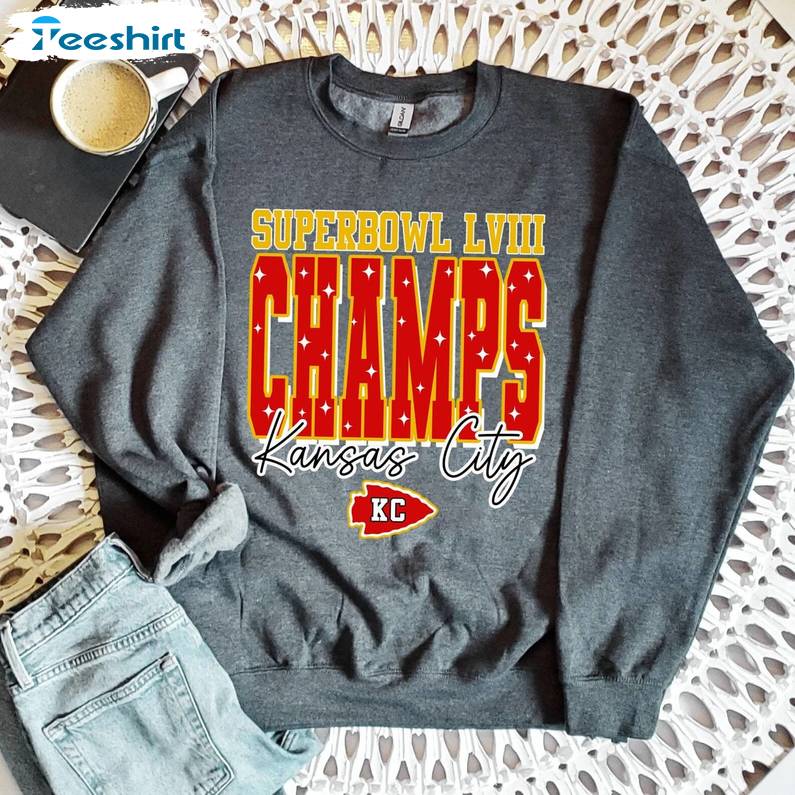 Trendy Kansas City Chiefs Shirt, Lviii Superbowl Long Sleeve Sweater