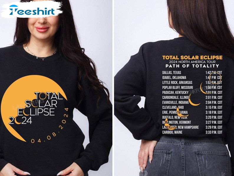 Total Solar Eclipse 2024 Trendy Shirt, Trending Solar Eclipse 2024 Crewneck Sweatshirt Sweater