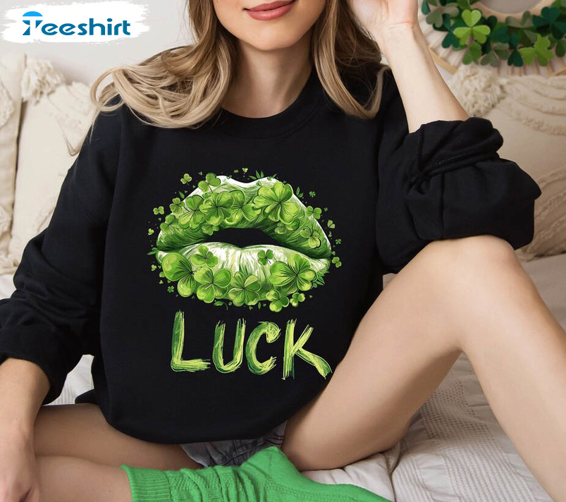 Shamrock Lips Shirt, Clover Lips St Patrick S Day Unisex T Shirt Tee Tops