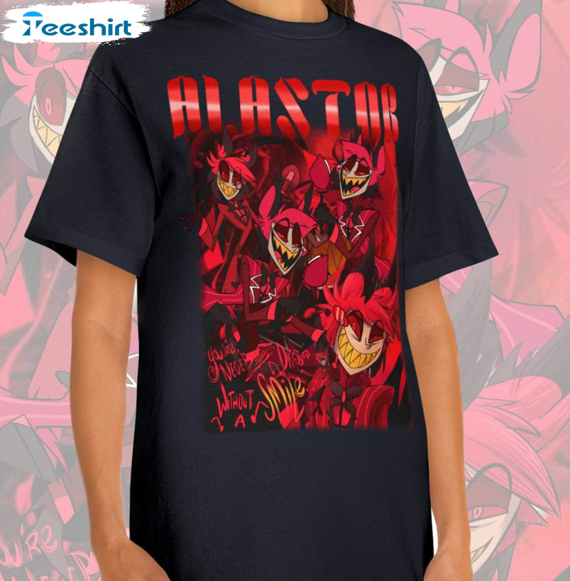 Hazbin Hotel Alastor Shirt, Vintage Style Character Crewneck Sweatshirt Tee Tops