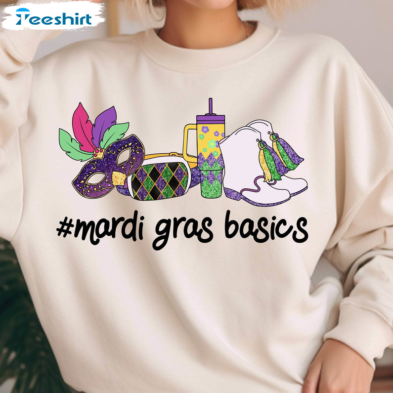 Fantastic Mardi Gras Basics Sweatshirt, Trendy Shake Your Booties Shirt Long Sleeve