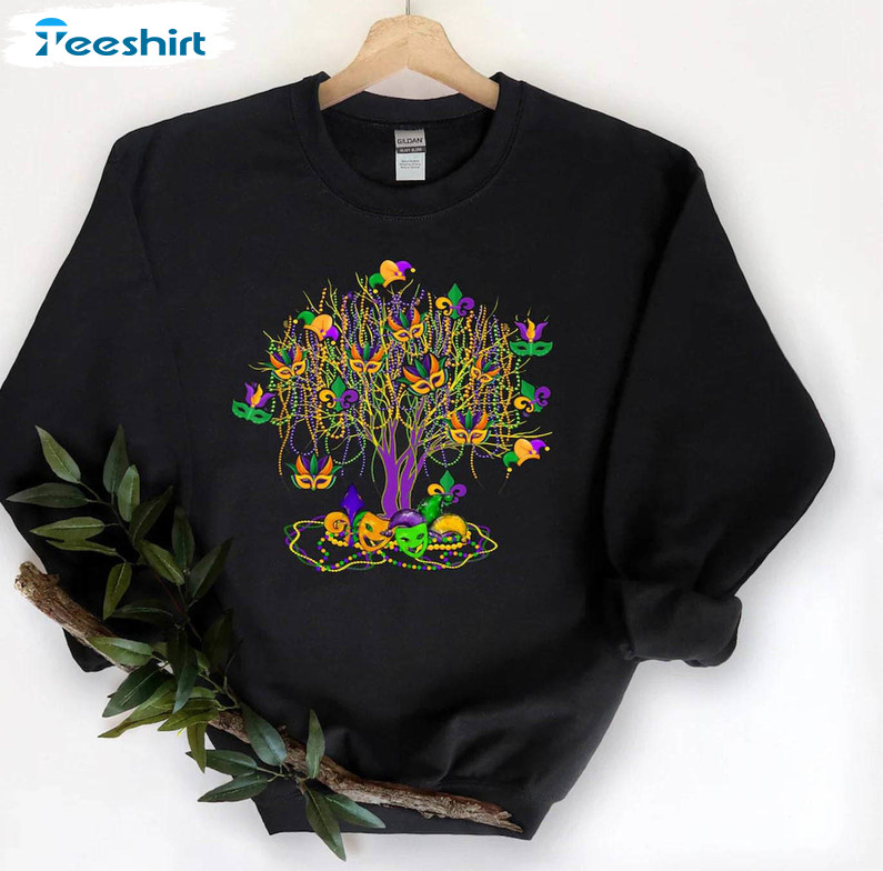 Comfort Mardi Gras Bead Tree Shirt, Cool Design Saints Sweatshirt Unisex Hoodie