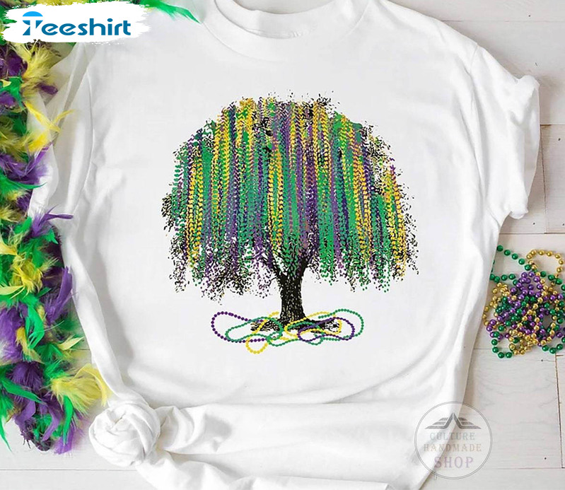 Unique Mardi Gras Bead Tree Shirt, Awesome Unisex Hoodie Tee Tops Gift For Mardi Gras