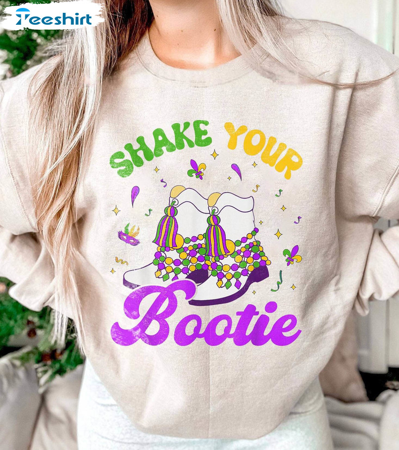 Groovy Shake Your Booties Shirt , Trendy Mardi Gras Booties Unisex T Shirt Long Sleeve