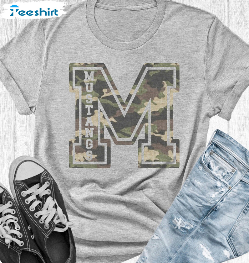 Camouflage Mustangs Shirt - Mustangs Trending Vintage Unisex T-shirt Short Sleeve