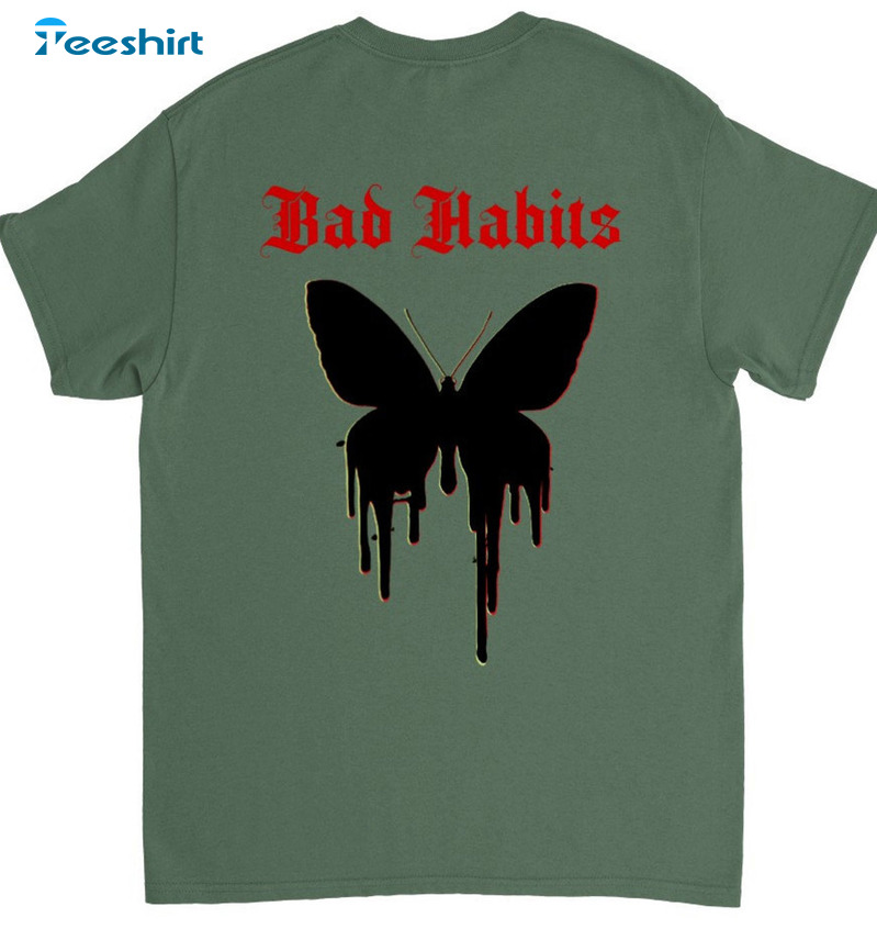 Bad Habit Shirt - Butterfly Motifs Butterfly Sweater Crewneck