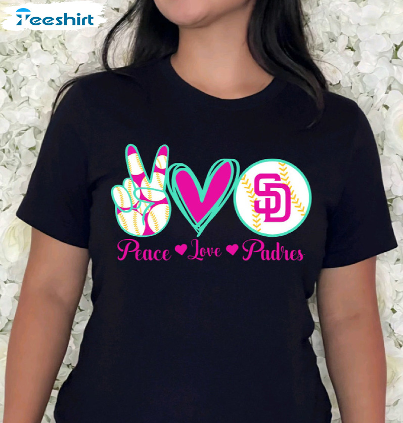 Peace Love Padres Shirt - Baseball San Diego Unisex Hoodie Long Sleeve