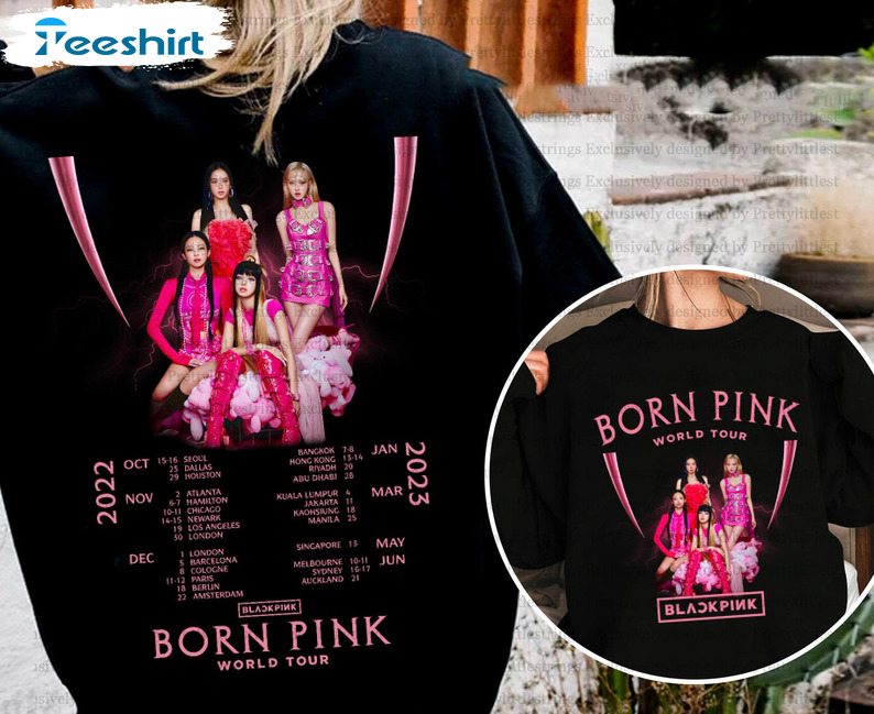 Born Pink World Tour Shirt - Blackpink Vintage Short Sleeve Crewneck