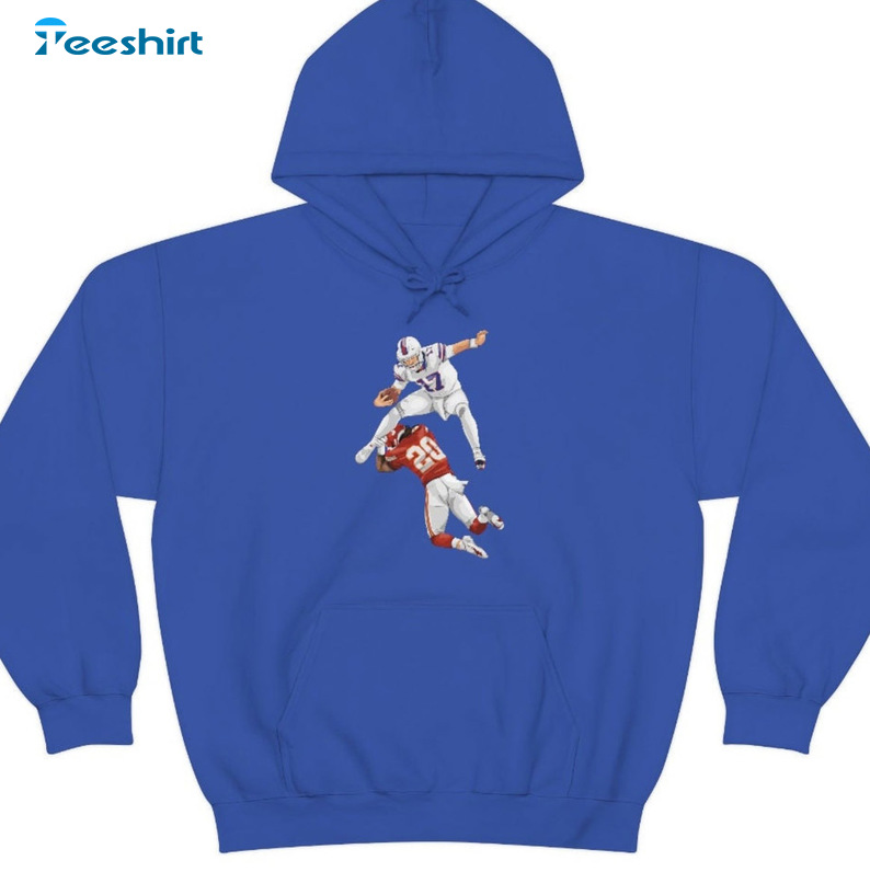 Josh Allen Hoodie - Allen Buffalo Bills Hurdle Unisex Hoodie Long Sleeve