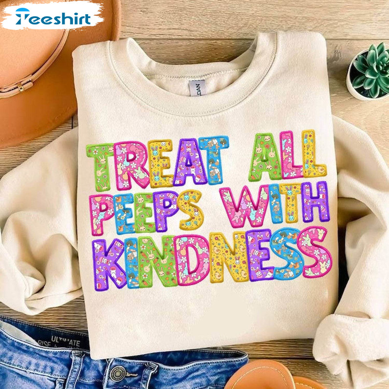 Treat All Peeps With Kindness Funny Shirt, Teacher Easter Long Sleeve Tank Top