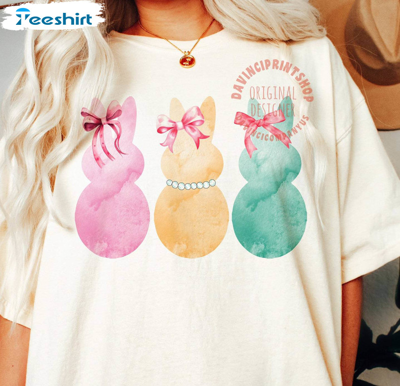 Watercolor Easter Bunnies Shirt, Easter Bunny Tee Tops Hoodie