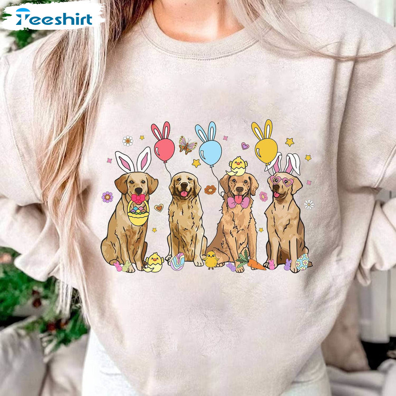 Golden Retriever Easter Shirt, Happy Easter Short Sleeve Tee Tops