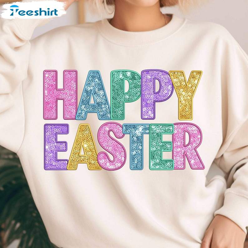 Happy Easter Funny Shirt, Easter Colorful Short Sleeve Tee Tops