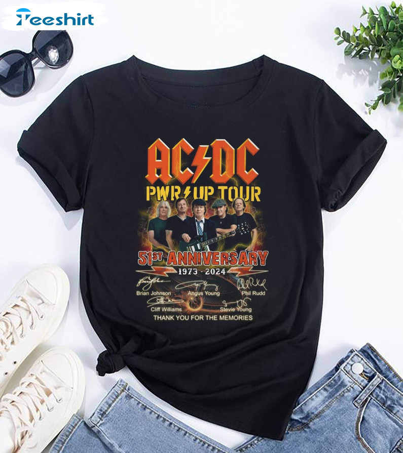 Acdc Band 51 Years Shirt, Rock Band Acdc Pwr Up Long Sleeve Sweater