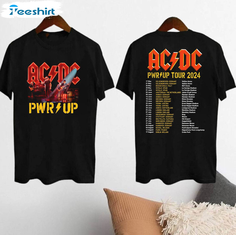 2024 Acdc Pwr Up World Tour Shirt, Acdc Band Unisex Hoodie Crewneck Sweatshirt