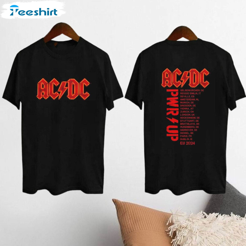 Acdc Band World Tour 2024 Shirt, Pwr Up Tour 2024 Unisex Hoodie Crewneck Sweatshirt