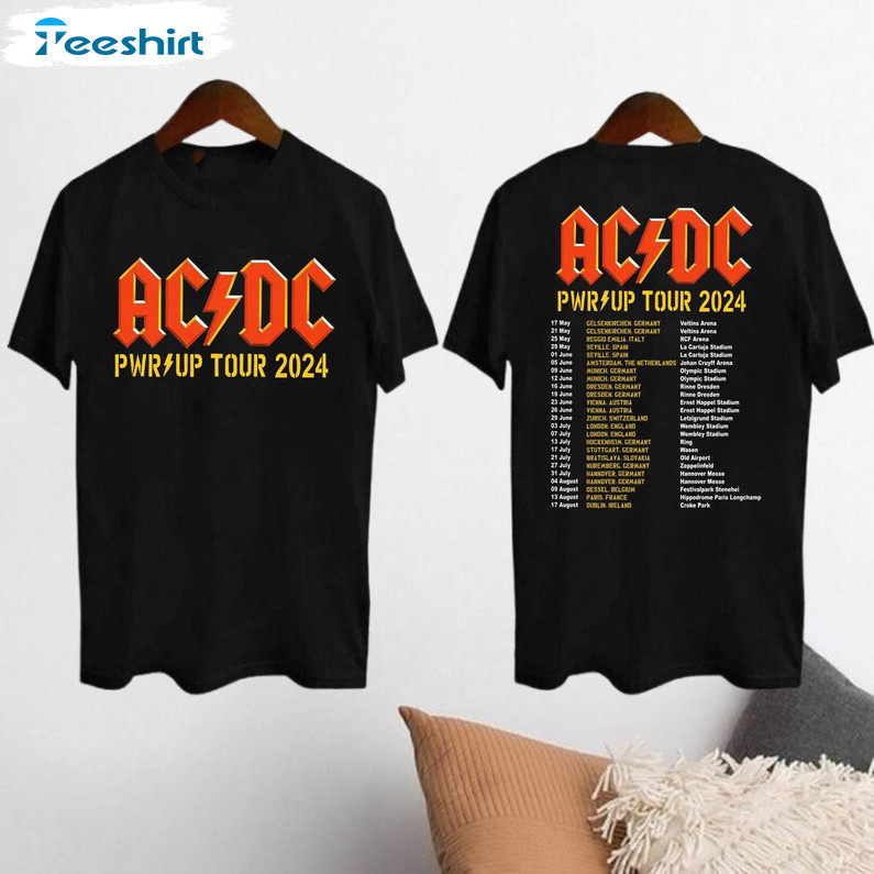 Acdc Pwr Up World Tour 2024 Shirt, Acdc Band Trendy Unisex Hoodie Crewneck Sweatshirt