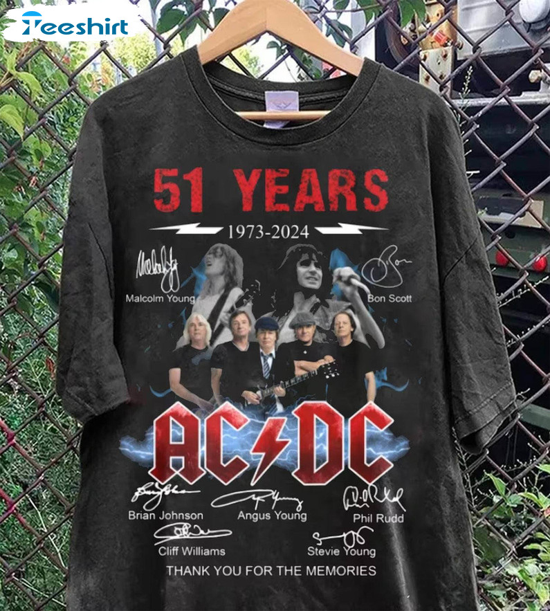 Vintage 51 Years Ac Dc Shirt, Rock And Roll Retro Unisex Hoodie Tee Tops