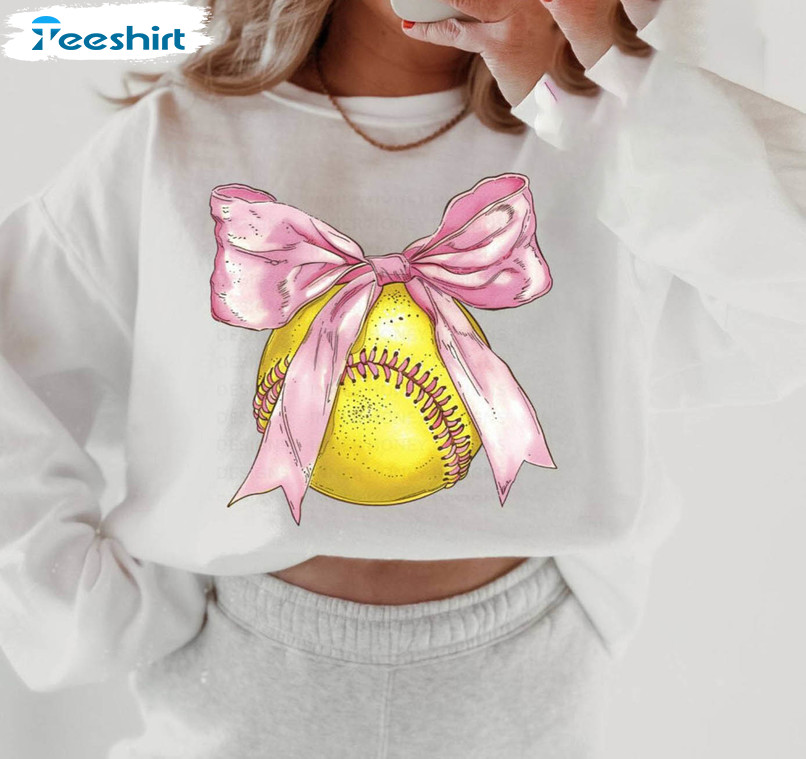 Coquette Softball Cute Shirt, Softball Mama Crewneck Sweatshirt Sweater