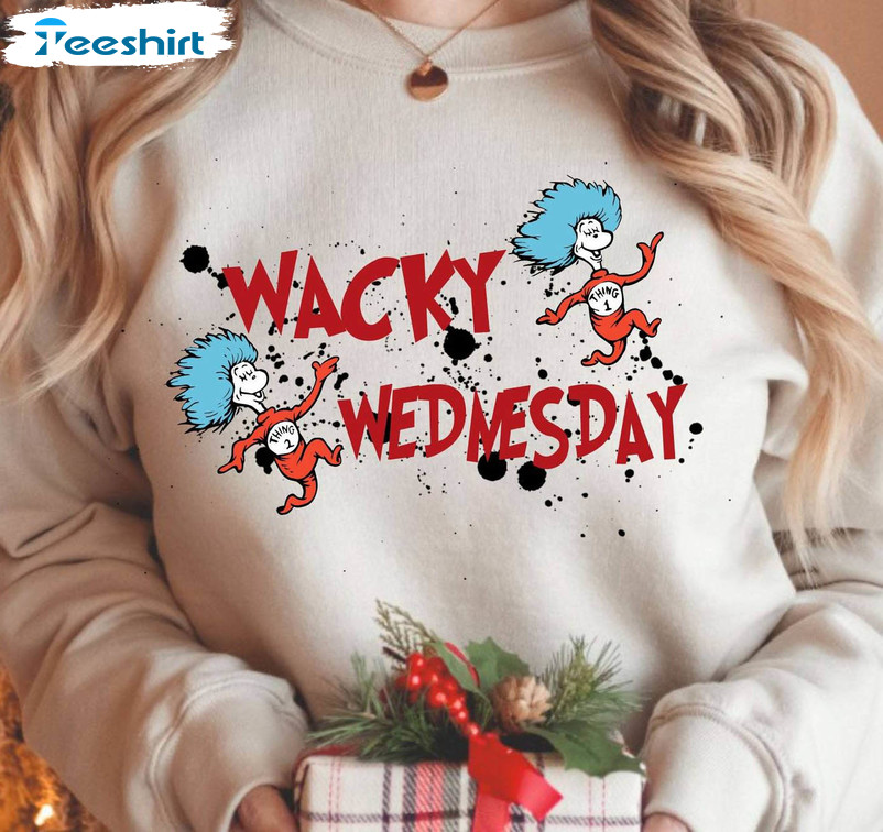 Wacky Wednesday Cat In Hat Shirt, Dr Suess Trendy Tee Tops Sweater