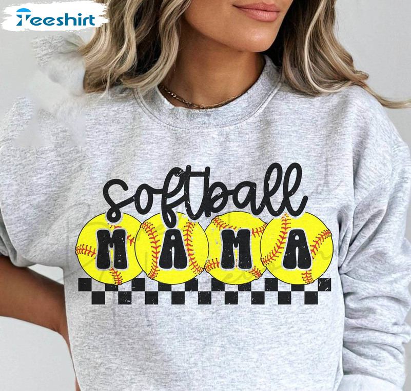 Softball Mama Checkered Shirt, Softball Season Short Sleeve Tee Tops