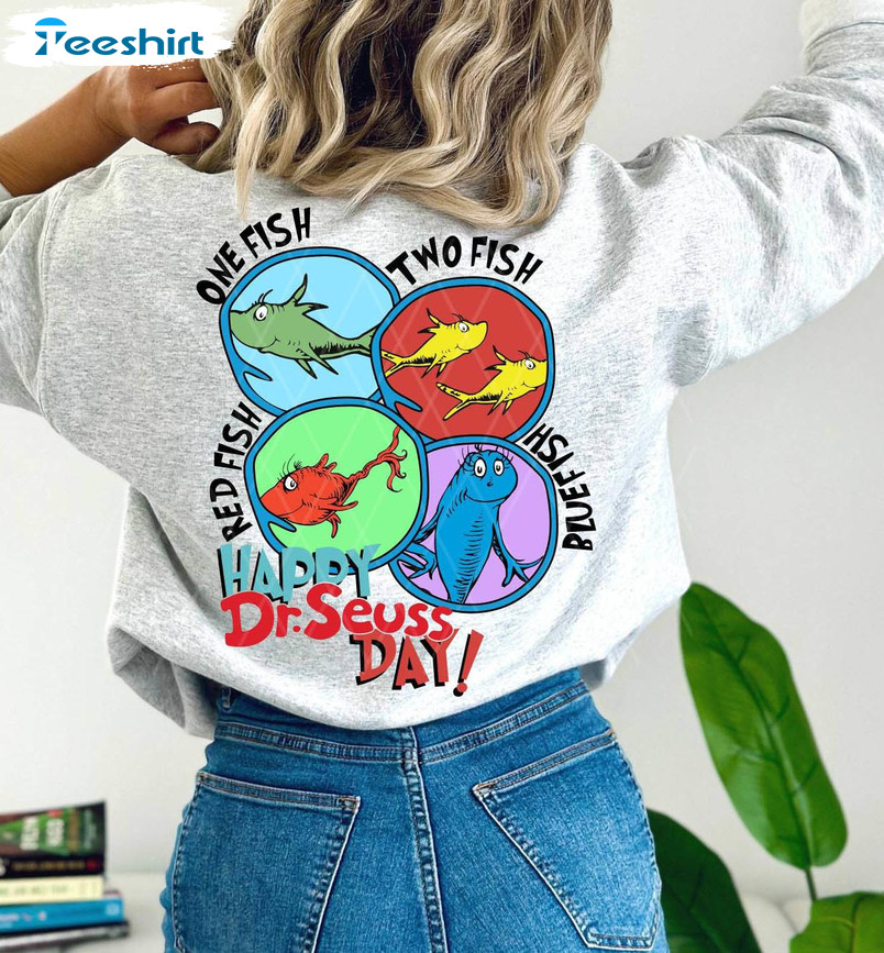 Read Across America Day Shirt, One Fish Two Fish Dr Susse Long Sleeve T-shirt