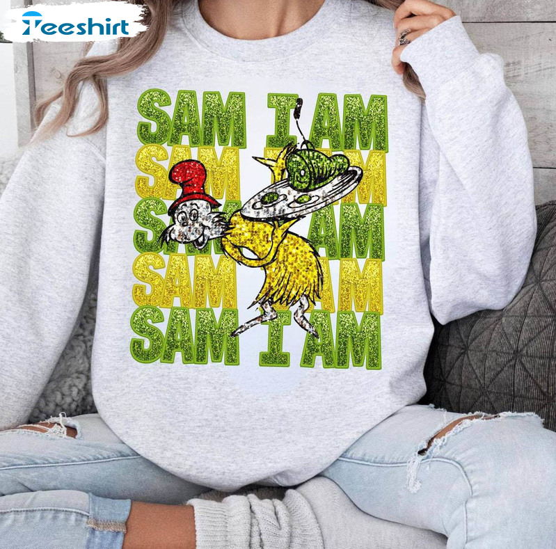 Green Eggs And Ham Cat In The Hat Shirt, Dr Suess Day Short Sleeve Sweater