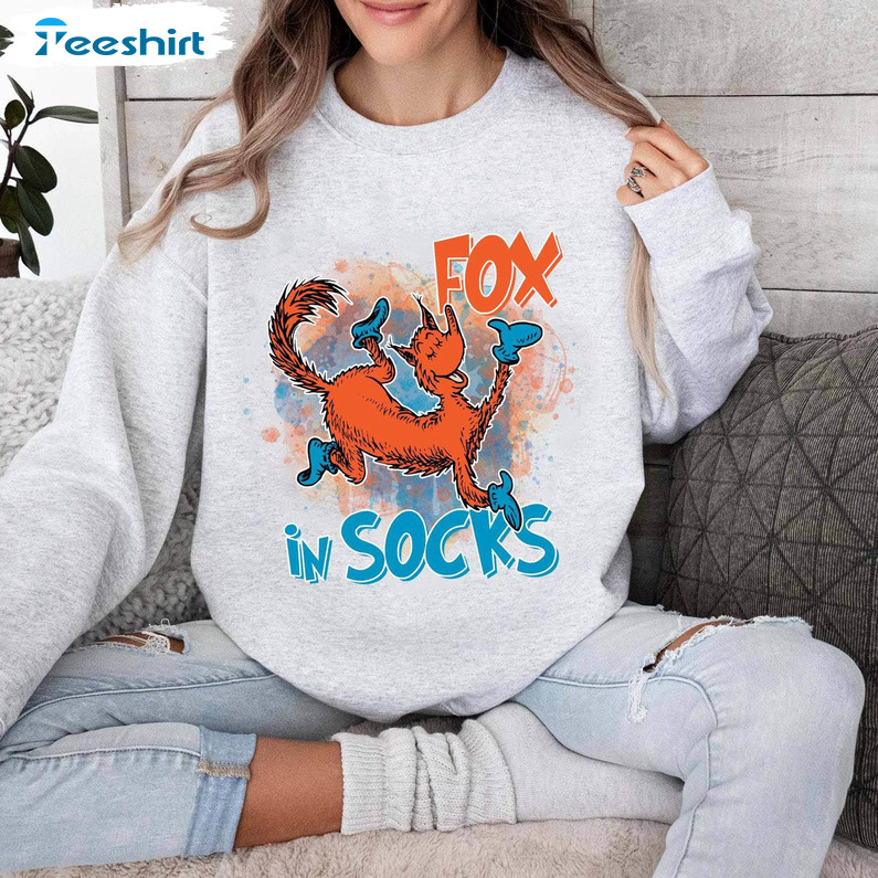 Fox In Socks Shirt, Teacher Day Crewneck Sweatshirt Sweater