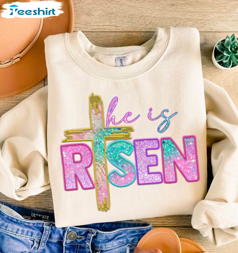 He Is Risen Png Matthew 28 6 Retro Shirt, Easter Christian Short Sleeve Tee Tops