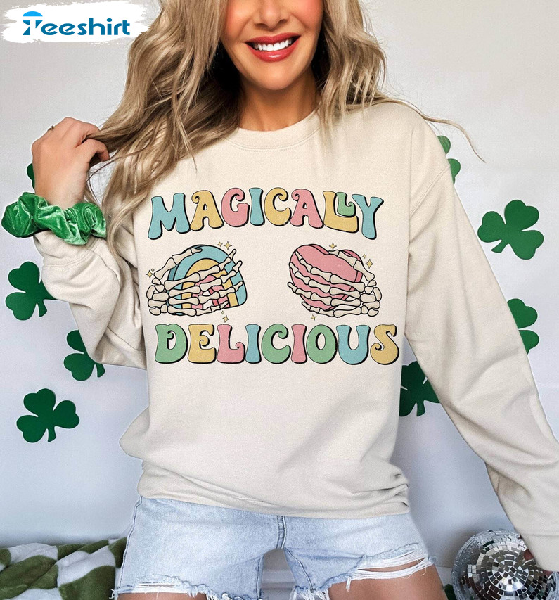 Magically Delicious St Patrick's Day Shirt, Funny Long Sleeve Tee Tops