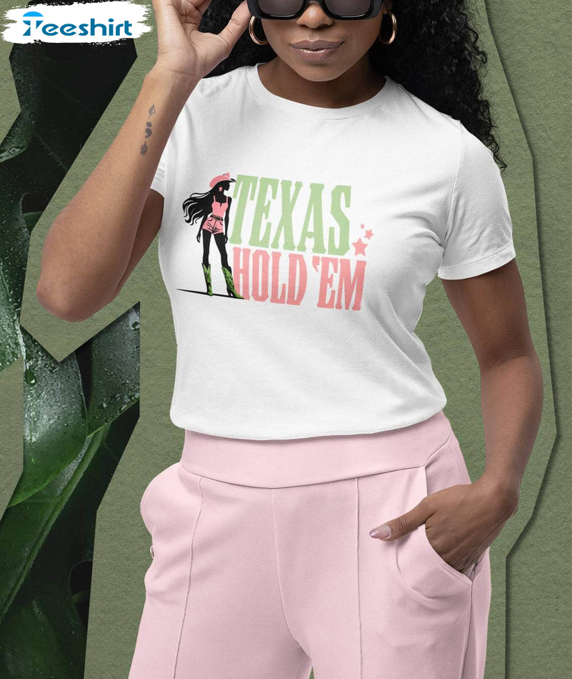 Pink And Green Texas Hold Em Crewneck Sweatshirt Hoodie