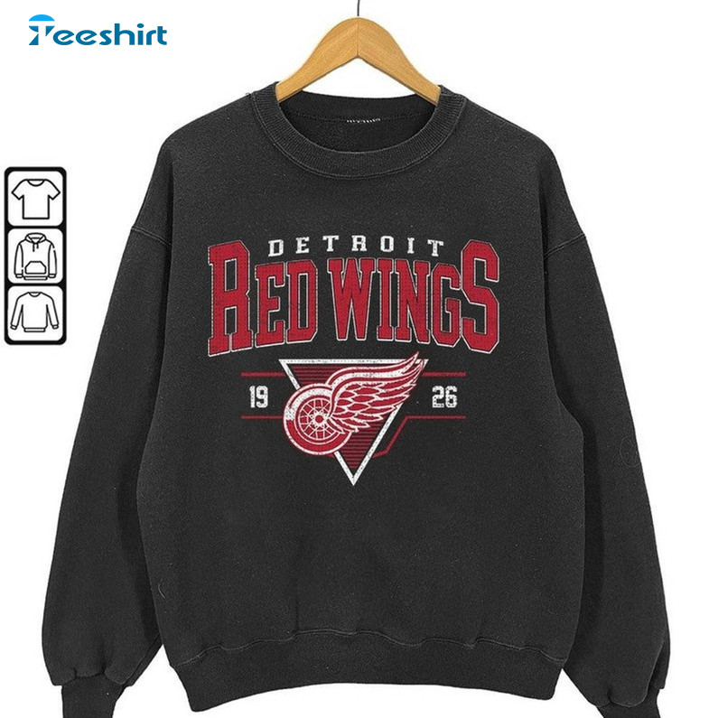 Vintage Detroit Red Wings Sweatshirt, Hockey Short Sleeve Long Sleeve