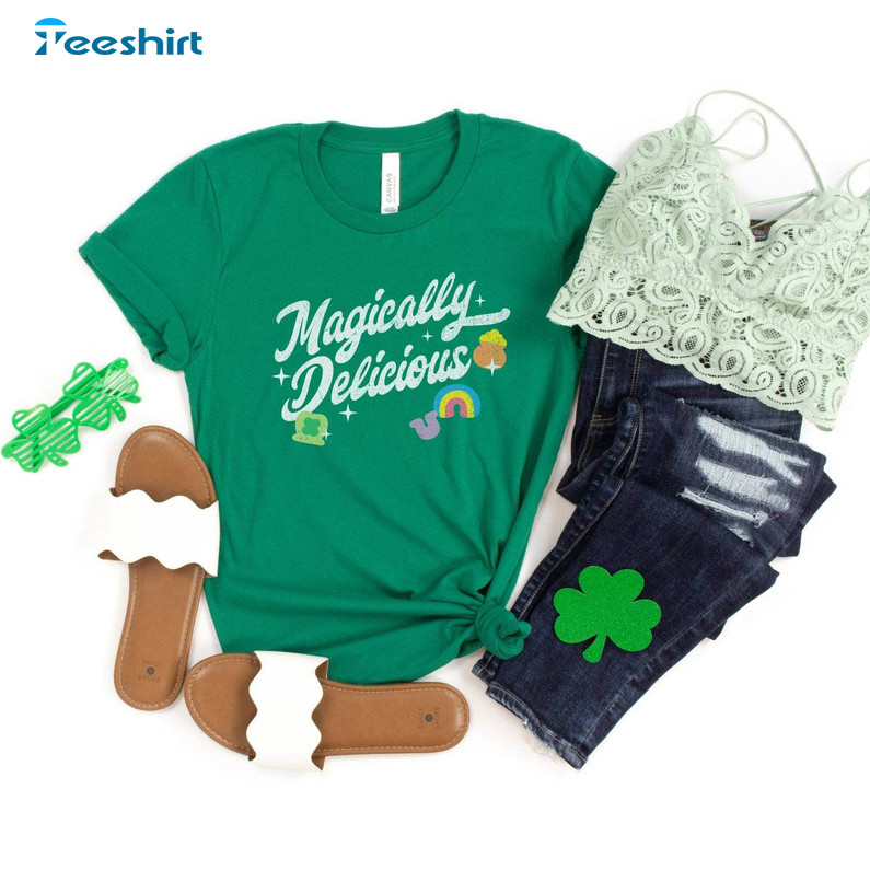 Magically Delicious Lucky Charm Shirt, Retro St Patrick's Day Short Sleeve Long Sleeve