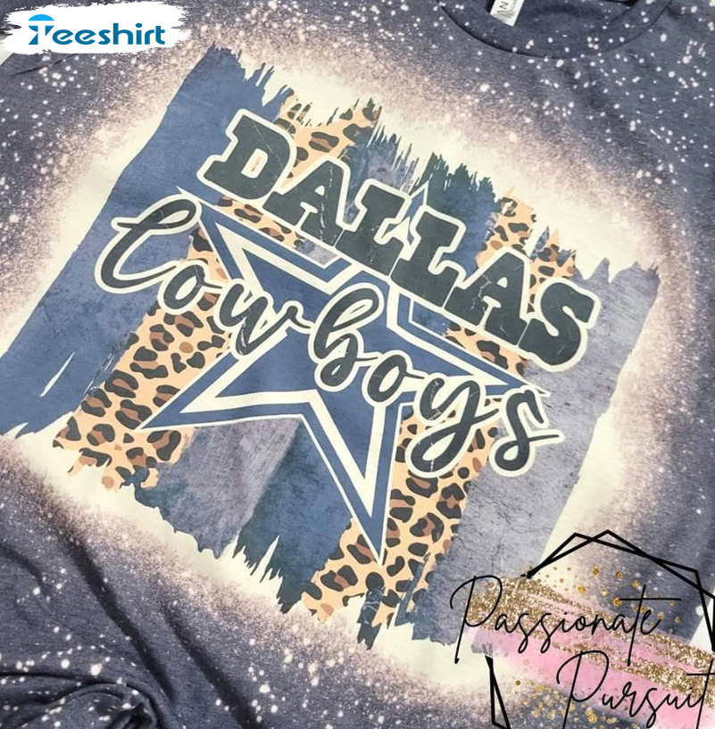 Dallas Cowboys Shirt - Football Bleached Unisex Hoodie Short Sleeve