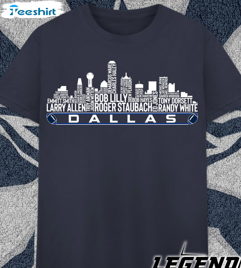 Dallas Football Shirt - Dallas City Skyline Unisex T-shirt Long Sleeve