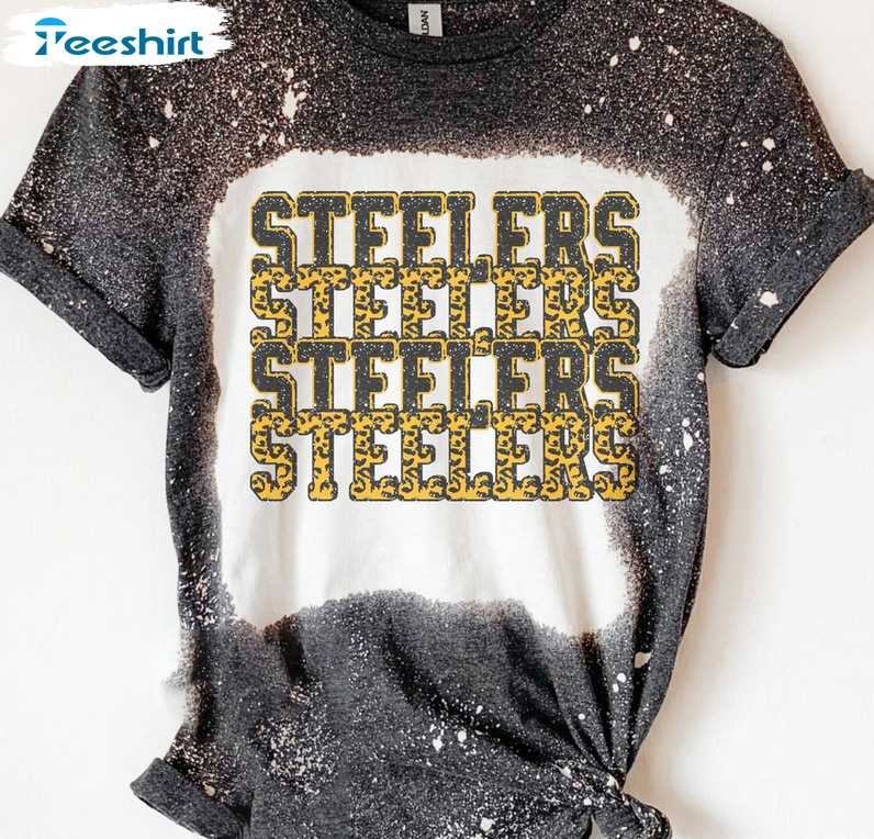 Steelers Football Bleached Shirt - Game Day Leopard Crewneck Sweater