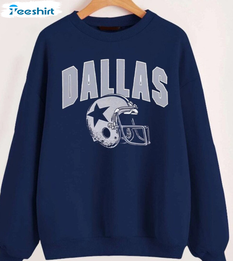 Dallas Football Helmet Shirt - Football Team Retro Unisex Hoodie Long Sleeve