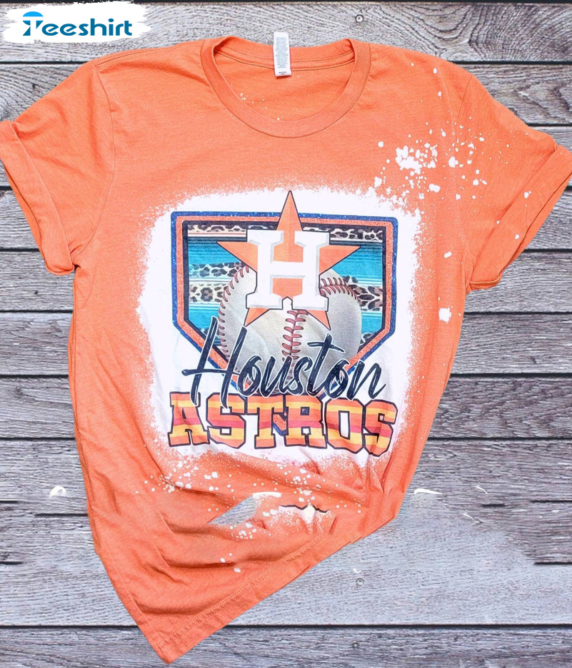 Houston Astros Shirt - Bleached Baseball Crewneck Unisex Hoodie